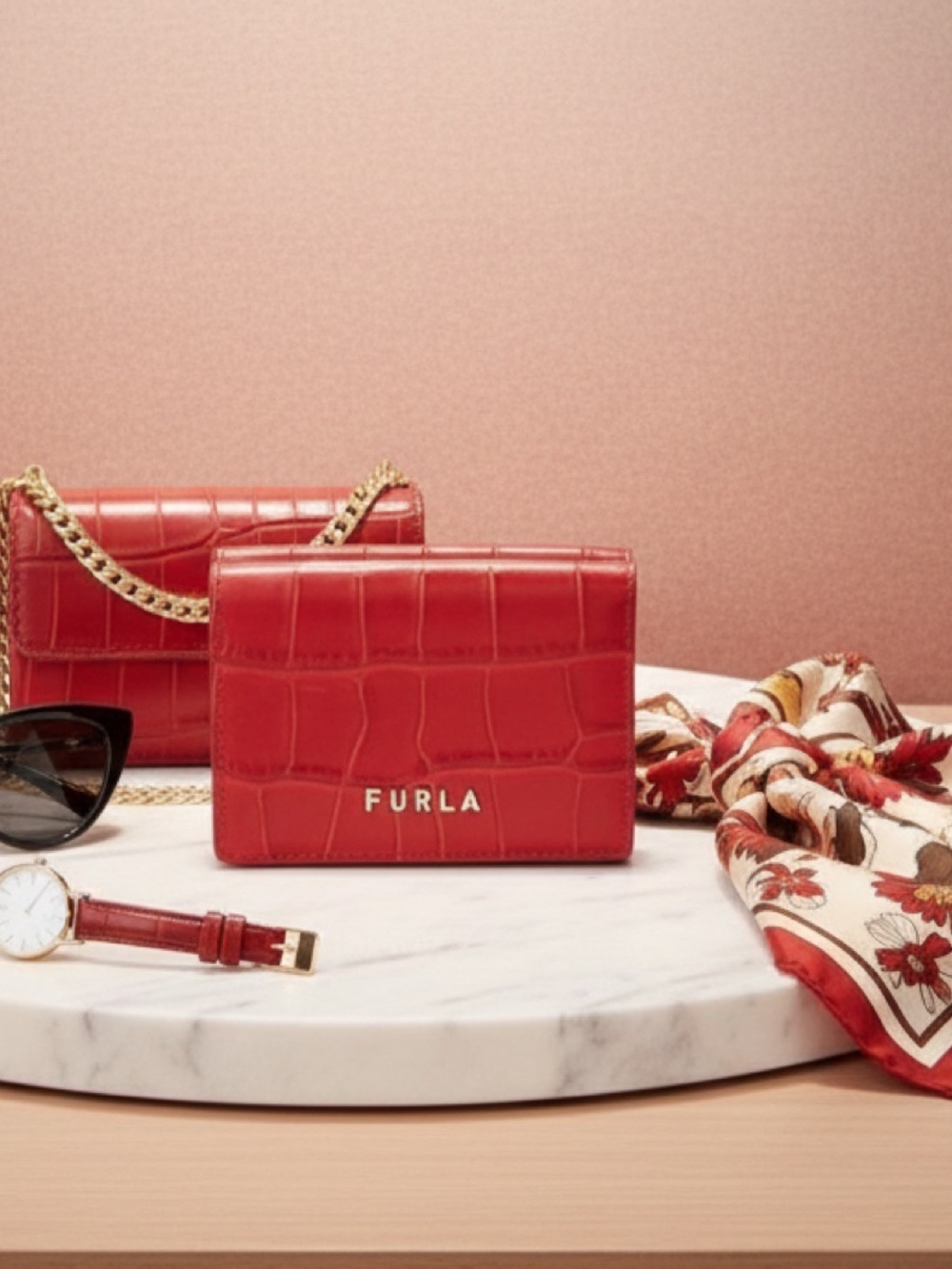 🎁 Women’s Croc Embossed Women’s Fashion Wallet In Red Cabernet 🎁